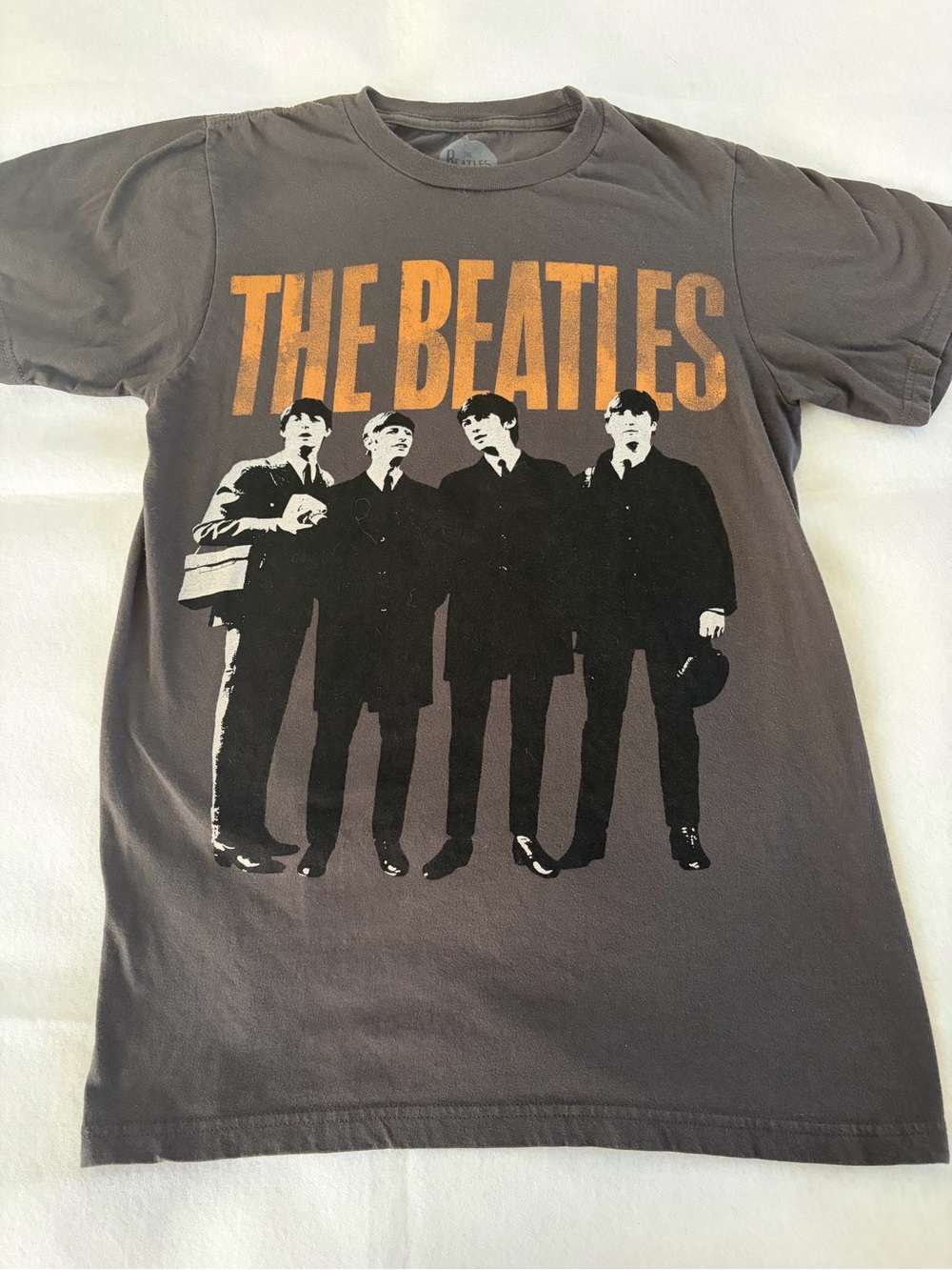 Apple Men’s The Beatles Short Sleeve Tee in Charcoal with Orange Logo